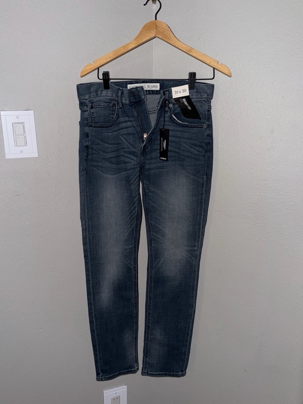 Express Men's Skinny Jeans - Dark Blue Wash
